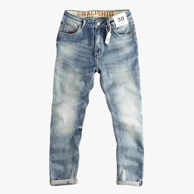 Slim fit jeans met lichtblauwe gewassen denim