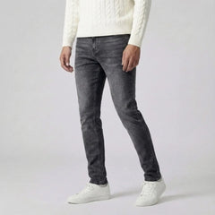 Slim fit jeans met lichte wassing en vijf-pocket stijl