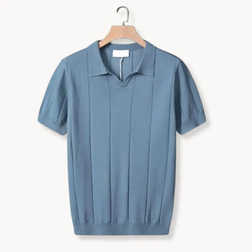 Slim fit polo met korte mouwen en verticale ribbels