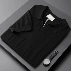 Slim fit polo met korte mouwen en verticale ribbels