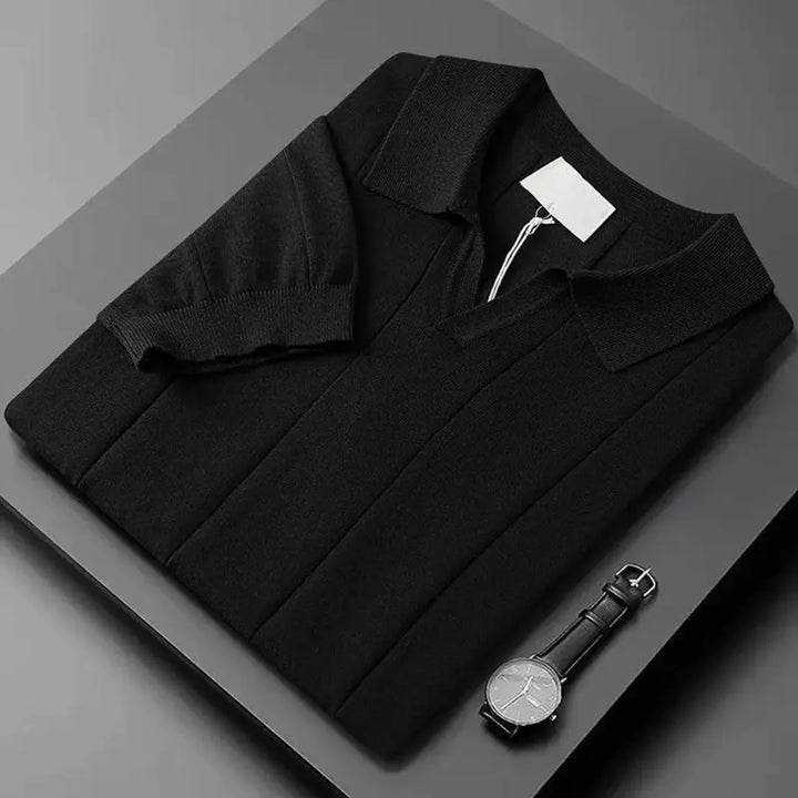 Slim fit polo met korte mouwen en verticale ribbels