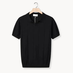 Slim fit polo met korte mouwen en verticale ribbels