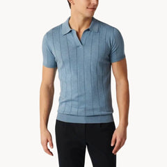 Slim fit polo met korte mouwen en verticale ribbels