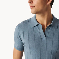 Slim fit polo met korte mouwen en verticale ribbels