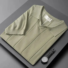 Slim fit polo met korte mouwen en verticale ribbels