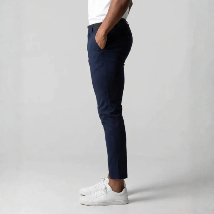 Slim fit stretch chino met elastische tailleband