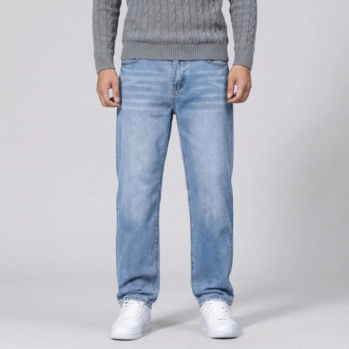Straight jeans met lichte wassing en regular fit