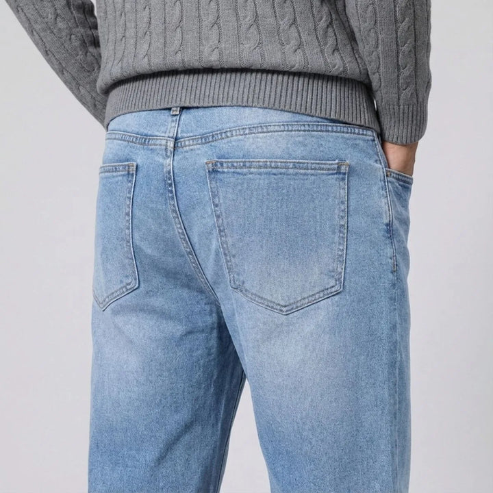 Straight jeans met lichte wassing en regular fit
