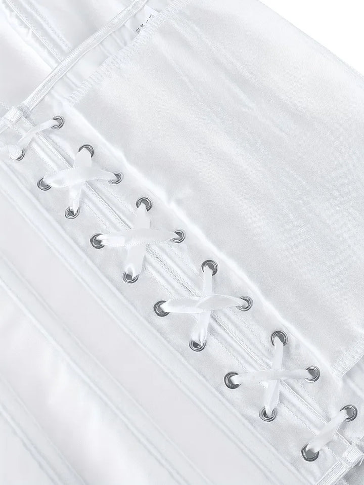 Strapless corset met vetersluiting en knoopsluiting