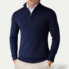 Trui van kasjmier met halve rits en slim fit