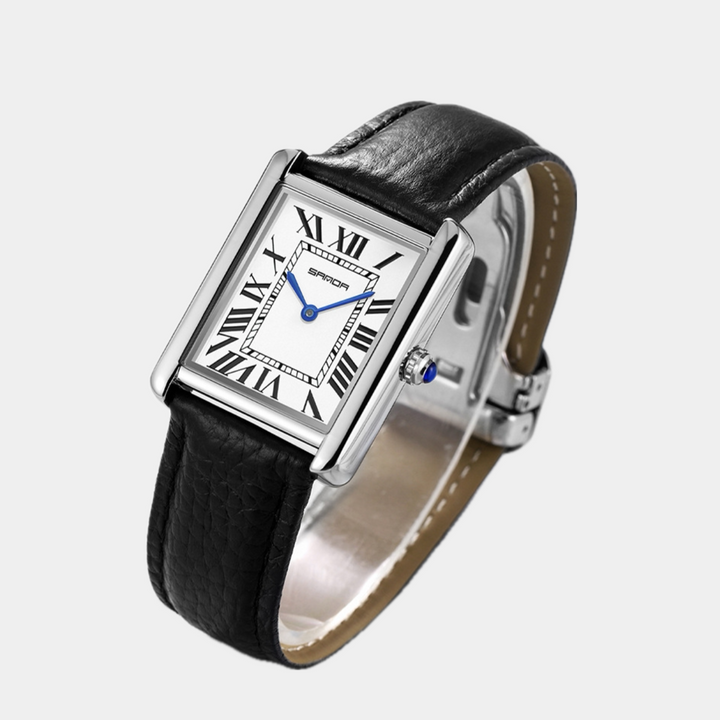 Vierkant horloge met leren band