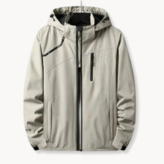 Windbreaker jas met capuchon en borstzak met rits