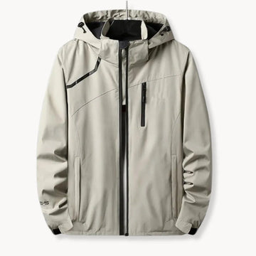 Windbreaker jas met capuchon en borstzak met rits