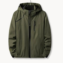 Windbreaker jas met capuchon en borstzak met rits
