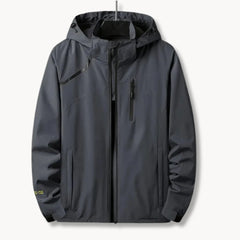 Windbreaker jas met capuchon en borstzak met rits