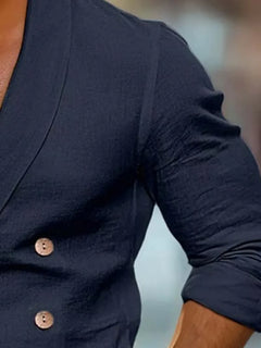 Slim fit blazer met houten knopen