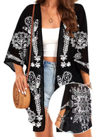 Chiffon kimono met bloemenprint