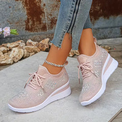 Platform sneakers met gebreide bovenkant