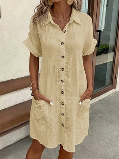 Overhemdjurk met V-neck en korte mouwen