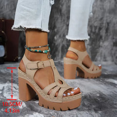 Hak sandaal met T-strap