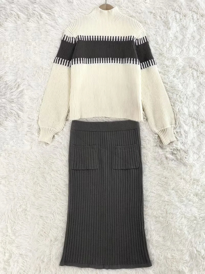 Tweedelige set met ribbed textuur
