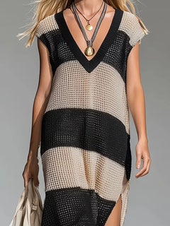 Maxi cover-up met V-hals