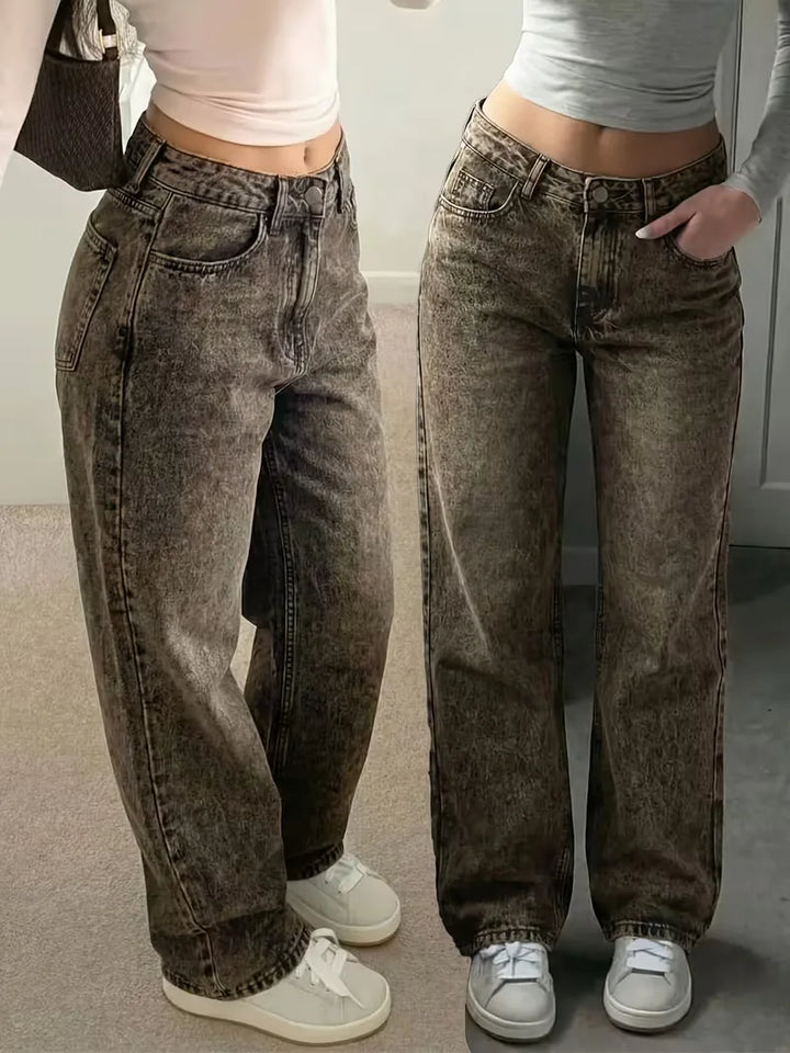 Straight jeans met mid-rise