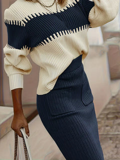 Tweedelige set met ribbed textuur