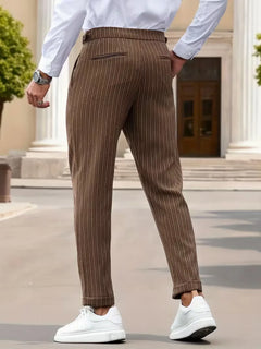 Slim fit pantalon met verticale strepen