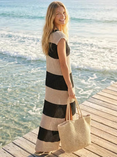 Maxi cover-up met V-hals