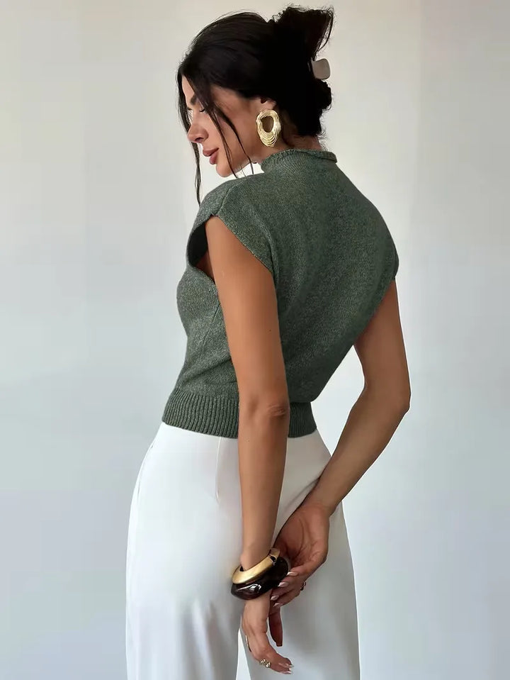 Mouwloos vest met mock neck