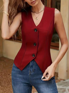 Gilet met V-hals en knoopsluiting