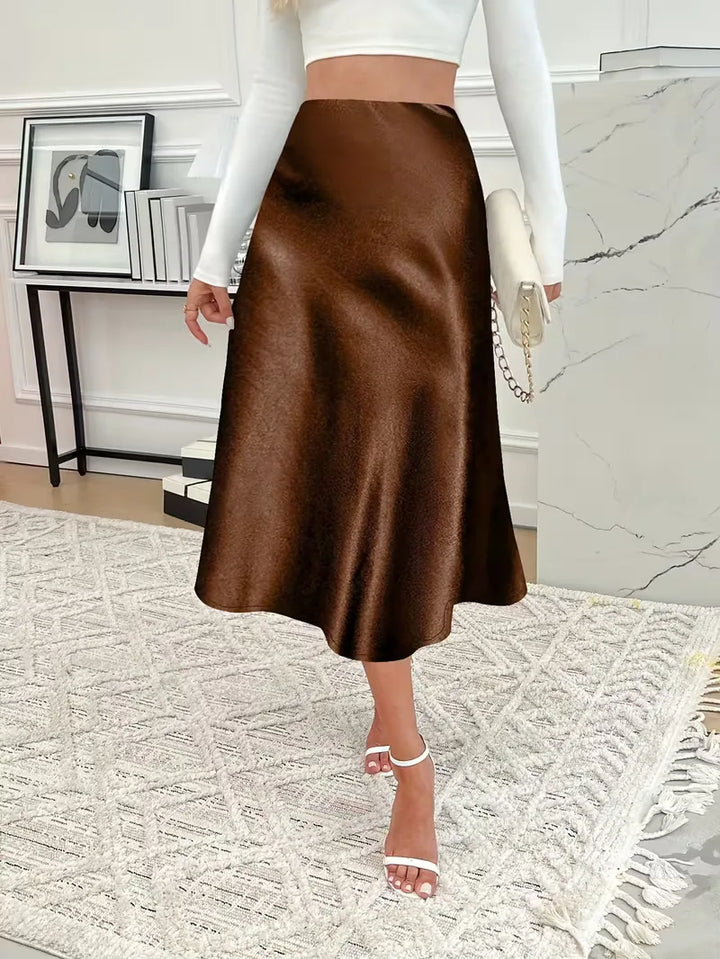 Satijnen rok met hoge taille