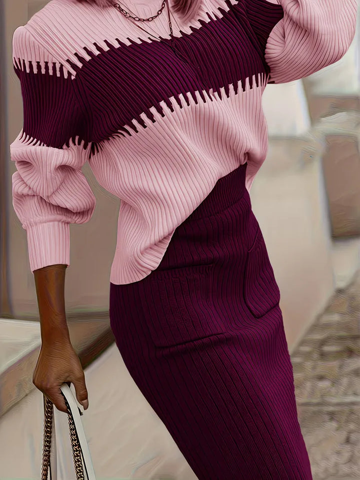 Tweedelige set met ribbed textuur