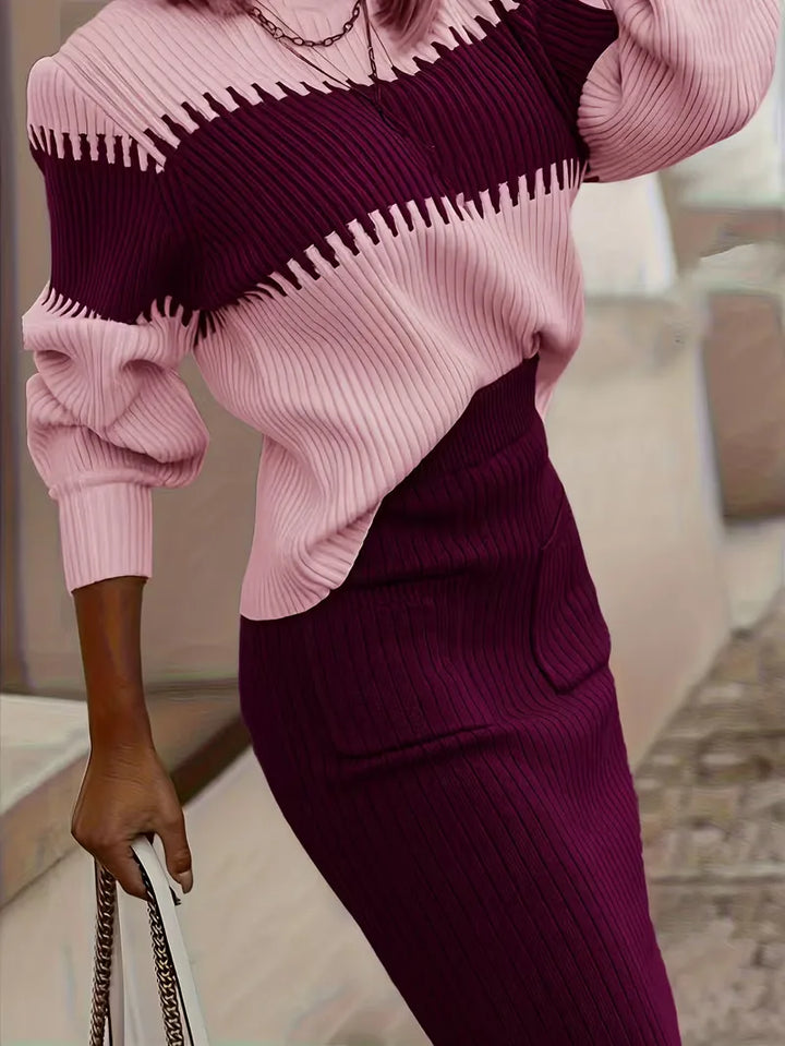 Tweedelige set met ribbed textuur