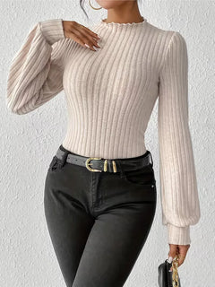 Bodysuit met rib-knit en lange mouwen