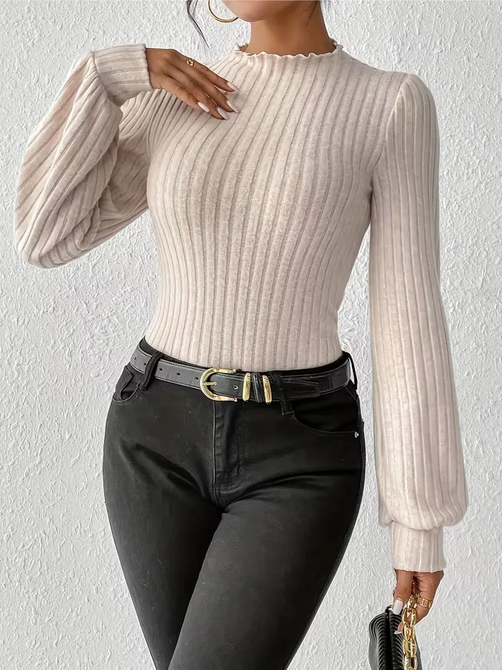 Bodysuit met rib-knit en lange mouwen