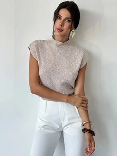 Mouwloos vest met mock neck