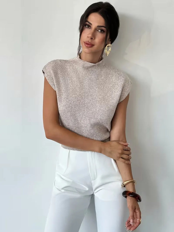 Mouwloos vest met mock neck