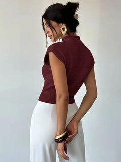 Mouwloos vest met mock neck