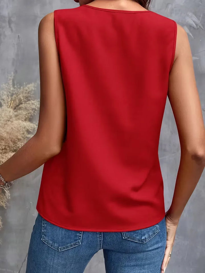 blouse met V-hals en ruffles