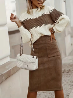 Tweedelige set met ribbed textuur