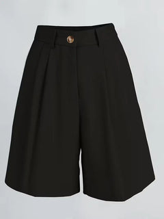 High-waisted straight leg shorts
