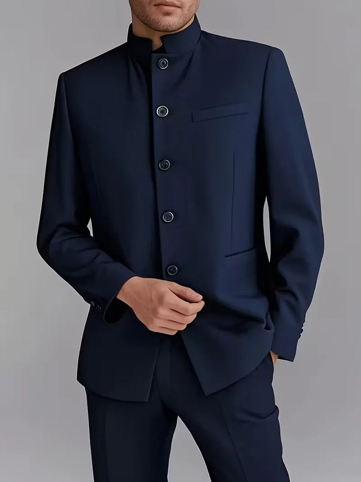 Blazer slim fit met mandarin collar