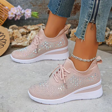 Platform sneakers met gebreide bovenkant