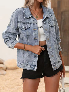 Spijkerjas met sequin fringe detail