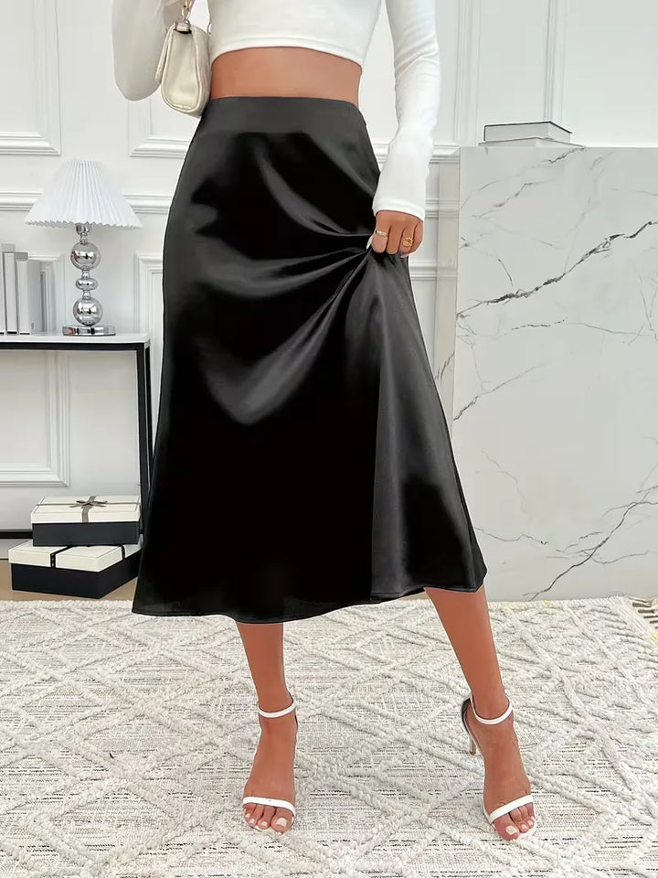 Satijnen rok met hoge taille