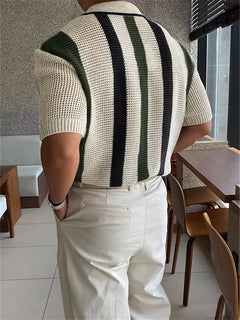 Polo met V-neck en korte mouw