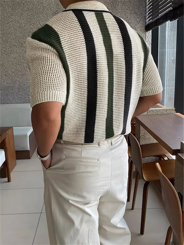 Polo met V-neck en korte mouw
