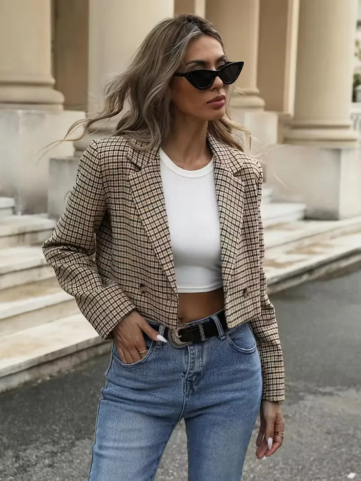 Plaid blazer met lange mouwen